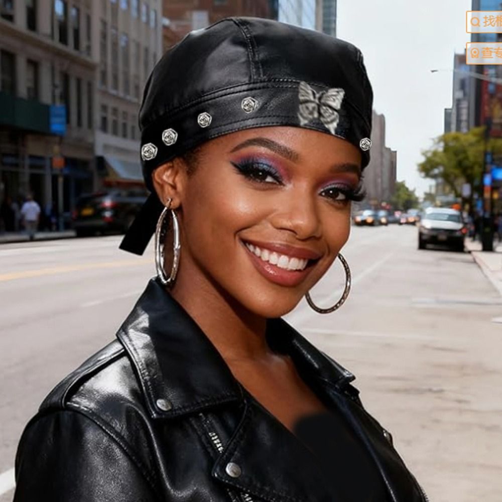 PU Leather Black Biker Cap Adj - đánh giá và giá Bandana Doo Rag